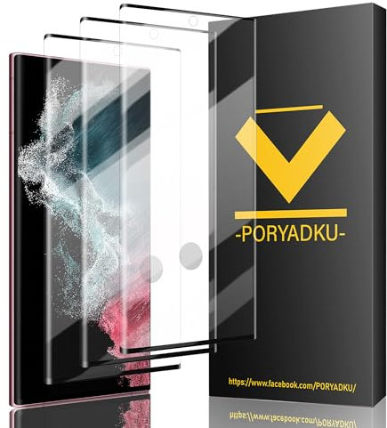 Protection D'écran pour Samsung Galaxy S22 Ultra 5G 6,8 Pouces, Verre Trempé 3 Pièces, Anti-empreintes digitales, 9H Dureté, Sans Bulle