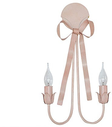 Lampada da parete in ferro battuto creativo fiocco rosa camera dei bambini americana camera da letto delle ragazze soggiorno corridoio panno applique da parete luci da parete camera da letto (colore: