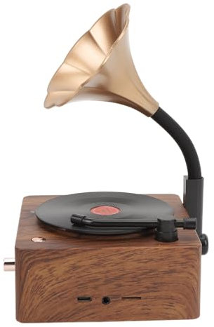 Enceinte Vintage, Design rétro en Bois Speaker, Son stéréo Record Player Speaker for Salon, Bureau