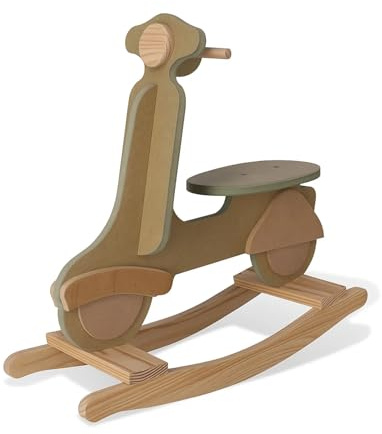 Balancín de Madera Spacio Vespa sin Barniz para Niños | Estilo Retro y Diseño Vintage | Juguete Ecológico y Decorativo DIY Montessori | Regalo sostenible