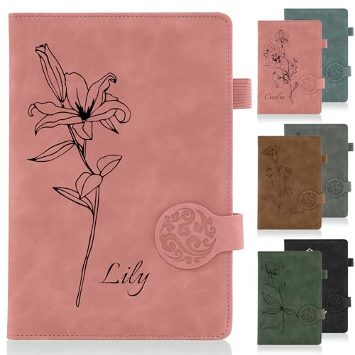 ENOMY A5 Personalisiertes Notizbuch Leather Personalisiert Tagebuch Gebundene Ausgabe Notizheft oder Männer Frauen liniert 240 Seiten Arbeit Business Hochschule Rosa