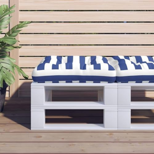 ZQQLVOO Palettenkissen Blau Weiß Gestreift Bequemes Outdoor-Palettenkissen mit Polyesterbezug und PP-Füllung für Gartenmöbel und Innenbereich. 50x50x12 cm Stoff