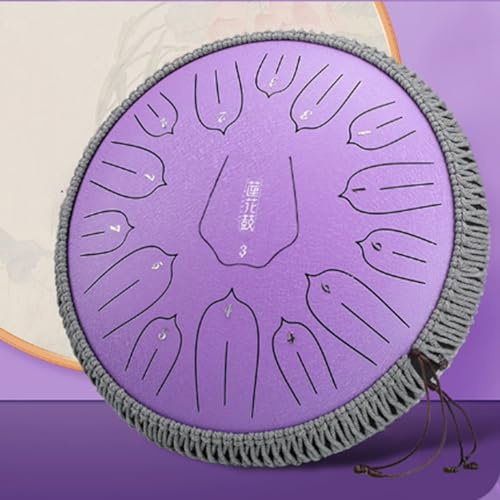 Steel Tongue Drum - 13 Inches 15 Notes Rain Drum -Large Metal Hand Pan Drums For Adults/Kids With Music Book, Handpan Mallets And Carry Bag, D Major Musical Instrument(C)