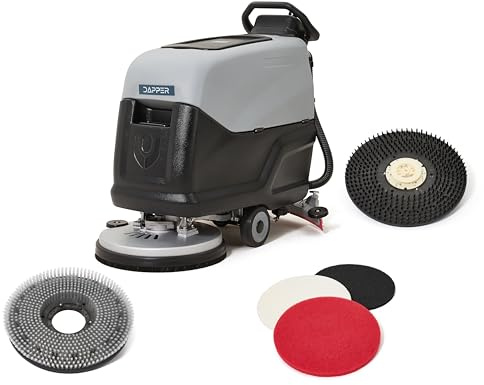 Battery Powered Walk-Behind Floor Scrubber Polisher Machine, 20 Cleaning Path, 14.5/17 Gal Tanks, Brush Speed 200RPM, 4Hr Runtime, Includes 2 Brushes & 3 Scouring Pads – 2-Year Warranty