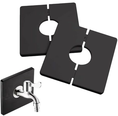 YIPFEN 2 PCS Cache-Douche Décoratif, Couvre-Tuyaux Carré Auto-Adhésif en PVC, Cache-Robinet Décoratif pour Masquer Fils, Robinets, Tuyaux et Trous (28mm) (Noir)