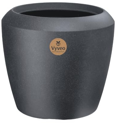 Vyveo - Blumentopf Liora - 56x48 - Schwarz - Blumentopf für den Innen- und Außeneinsatz - Übertopf - Pflanztopf - Pflanzgefäß