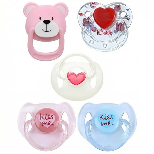 5 Pcs Reborn Dolls Accessories,Magnetic Pacifier Toy for Reborn Dolls,Realistic Strong Hold Dummy for Pretend Play & Baby Doll Feeding Set,Gift for Collectors & Kids