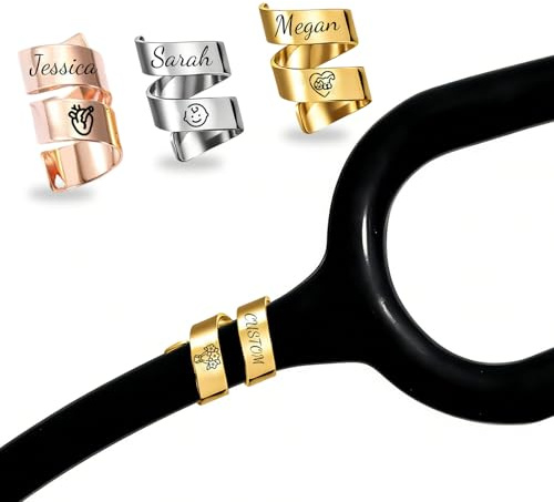 Stethoskop Namensschild Personalisiert, Stethoskop Anhänger mit Gravur, ID Tag Zubehör, Personalisiertes Geschenk für Krankenschwester, Arzt, Tierarzt, Namensschild für Stethoskop (Spiralform)