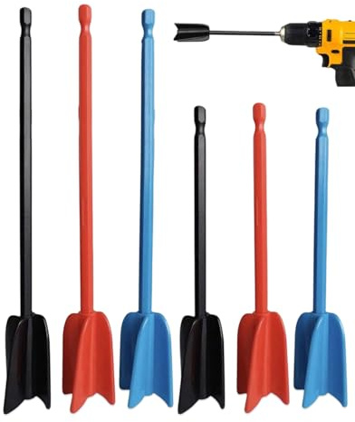 YIPFEN 6 Pezzi Agitatori per Vernice con Asta di Estensione, Miscelatori Riutilizzabili per Resina Epossidica, Vernici, Pigmenti, Smalti in Ceramica, Compatibili con Trapano 1/4 (1/4 Trapano)
