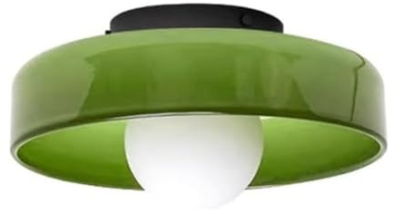 LOGT Glas Deckenleuchte Retro Bauhaus Mid Century Deckenleuchten Runde Nordic Modern Semi Flush Mount Deckenlampe Innen Wandleuchte Wandmontage Leuchte für Eingang, Flur, Balkon,Grün