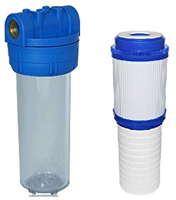 Filtergehäuse SET 10 Zoll 1/2 Anschlussgewinde + 2 in 1 Kombifilter gegen GERÜCHE VIREN BAKTERIEN, SEDIMENTE - Sedimentfilter + Aktivkohlefilter Vorfilter Wasserfilter Umkehrosmose Trinkwasser