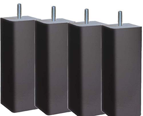 Margot 3700527831596 Carré Lot de 4 Pieds de Sommier, Gris Taupe, Hauteur 15 cm