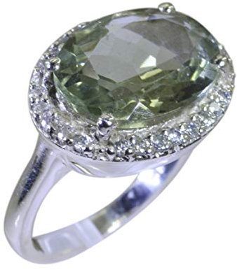 RIYO Designer 925 Sterling Silber zarten natürlichen grünen Ring Geschenk 48 (15.3)