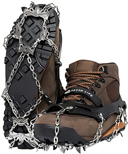 Yatta Life Heavy Duty Trail Spikes 14-Spikes Ice Grip Snow Cleats Footwear Crampons for Walking, Jogging, or Hiking on Snow and Ice (XL (Men's 11-14))