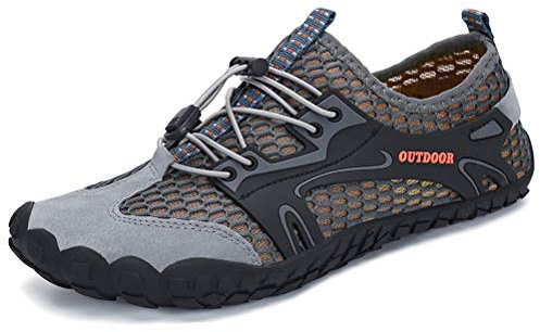 DANNTO Herren Aquaschuhe Wasserschuhe Badeschuhe Kinder Yoga Badeschuhe Strandschuhe Schnell Trocknend Surfschuhe Schwimmschuhe mit rutschfeste Sohlen Neoprenschuhe Barfuß Schuhe (Grau,43)