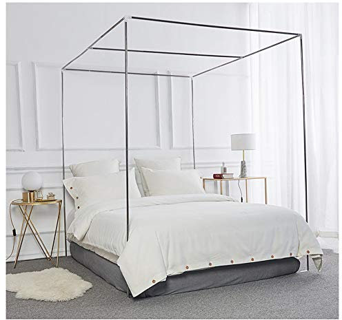 HOXMOMA Edelstahl Bett Baldachin Rahmen, Moskitonetz Halterung 4 Ecken Bettpfosten, Verdickung Spiralmuster Bettständer Fit für alle Größen Bett,16mm,2×2.2m Bed