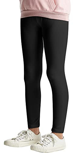L&K-II Kinder Leggings Basic Uni Farbe Mädchen Tanzhose Baby Leggins Fitness Hose Baumwolle 2708 Schwarz-146