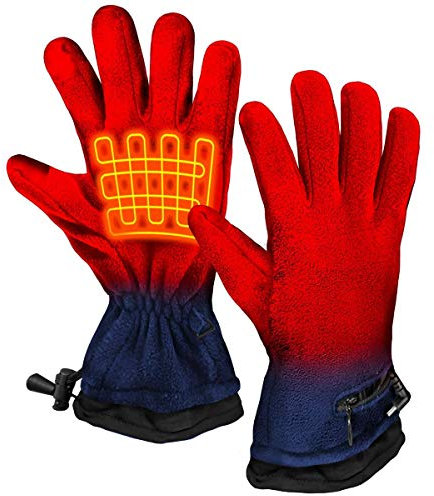 ActionHeat AA Battery Operated Heated Gloves for Men, Women - Weather Resistant Hand Warming Fleece Gloves w/Built-in Heating Panels for Winter, Snow Camping, Hiking, Arthritis Navy