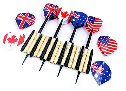 POFET Dartpfeile für Dartscheibe Elektronisch 12Stk Darts Pfeile Dartpfeile Plastik Soft Dart Dart Schaft mit Dart Flights Dartspitzen und 100 weichen Spitzen