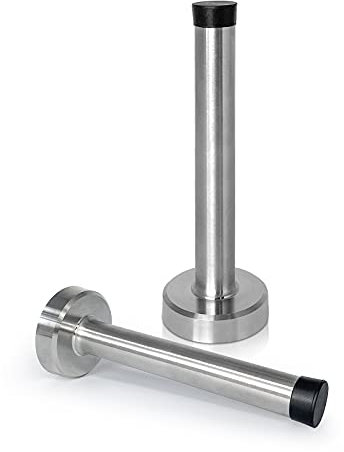 Long Door Stoppers, 5 Inch Door Stops Wall Mounted Stainless Steel Doorstops, Brushed Nickel Doorstops for Skirting with Bumper Rubber Tip,120mm