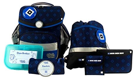 SCHOOL-MOOD - Schulranzen Set HSV, 7-teilig - Timeless Air+ - ergonomischer Schulranzen Jungen & Mädchen - Schultasche für Kinder in der 1. bis 4. Klasse - HSV
