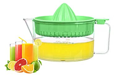 WisyLLC Citrus Orange Lemon Squeezer, Manuel hand juicer with measuring cup and greater plastic 600ml (Green)