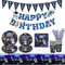 Forniture per Feste Nello Spazio Esterno - Banner di Buon Compleanno A Tema Galaxy Planet, Piatti, Tovaglioli, Tazza, Cannucce E Tovaglie per Addobbi per Feste per Bambini, Serve 20 Ospiti