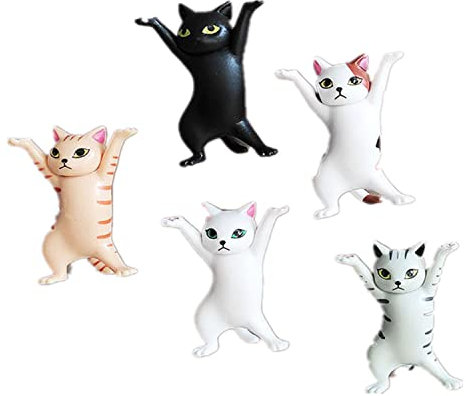 5 PCS Fun Cat Refrigerator Magnets Office Magnet Dancing Cats Fridge Magnet for Whiteboard, Refrigerator, Map, Notes, Calendar (5 PCS Style1)