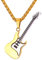 U7 Goldkette für Damen Plektron Gitarre Deko Anhänger Halskette Plektrum Kette Kettenanhänger Pendant Necklace Mens Hip Hop Musikstil Gitarrenanhänger Herrenkette Modeschmuck für Karneval