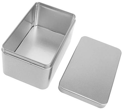 Zerodeko Metal Empty Tin Box Tin Canisters Tea Leaf Tin Storage Rectangular Tinplate Box Container, Storage Tin Canister Chocolate Candy Tea Coffee Cosmetics Case Crafts Organizer (Silver) Tea Storage
