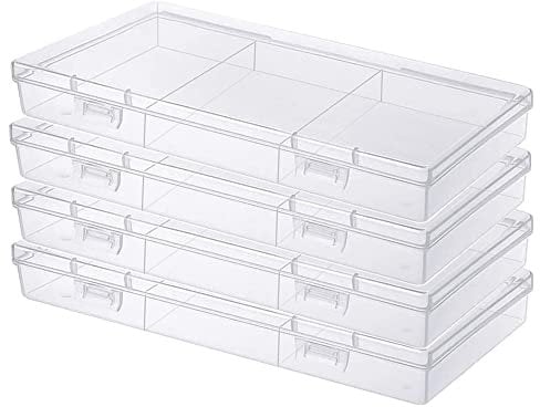 Gebildet Caja de Recipientes de Almacenamiento de Cuentas de Plástico Rectangulares Transparentes con Tapa para Píldoras, Hierbas, Cuentas Pequeñas, Artículos de Joyería y Manualidades(4Piezas)