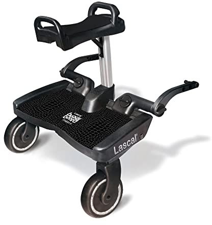 Lascal BuggyBoard Maxi Plus Special Edition | Universal Board, Compatible with Over 99% of Pushchairs | Includes Saddle Seat | Black Croc with Black Saddle