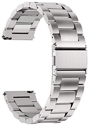 ONE ECHELON Cinturino di ricambio a sgancio rapido in acciaio inossidabile e metallo, compatibile con Fossil Gen 3 Explorist Hr finitura lucida (argento)