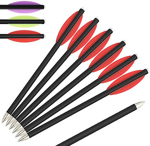 SHARROW 12/24 Stück Armbrustbolzen 6,3 Zoll Carbon Armbrust Bolzen Pfeile Armbrustpfeile Carbonpfeile Bolzen für Armbrust Bogenschießen Jagd (Rot, 12 Stück)