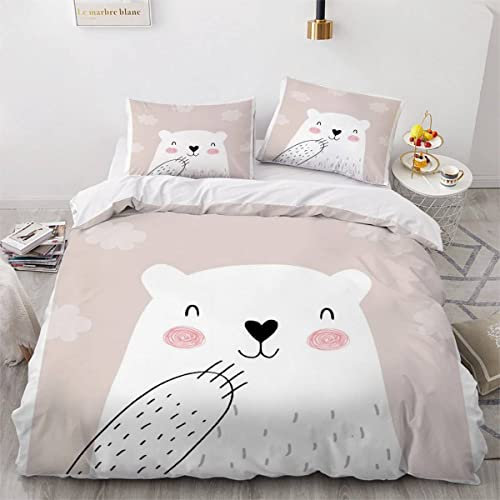 OENISE Süßer Hase Bettwäsche Set 220x240 Erwachsene Jugendliche Zeichentrick-Kawaii Bettbezug mit Reißverschluss und 2 Kissenbezüge 80x80cm 3D Weich Mikrofaser Jugendliche Bettbezüge 3teilig Sommer