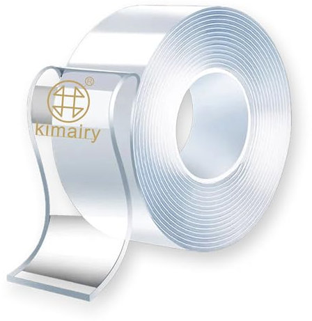 kimairy Cinta adhesiva de doble cara resistente, reutilizable, fuerte cinta de pared, para alfombra, puntos de pegamento, nano tiras para colgar fotos, cinta para póster (16.5 pies)