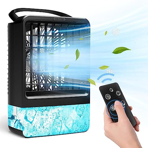 Fnwsja Ventilador de refrigeracion de aire 4 en 1 portatil Acondicionadores de aire móviles Batería 4000mAh refrigeración Ventilador Temporizador de 3 velocidades 2H / 4H para el hogar/la oficina
