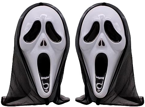 KALUROIL 2 PCS Scream Maske-Ghostface Maske -Gruselige Killer-Masken für Erwachsene | Perfekt für Karneval, Fasching & Halloween | Realistisches Design | Einheitsgröße