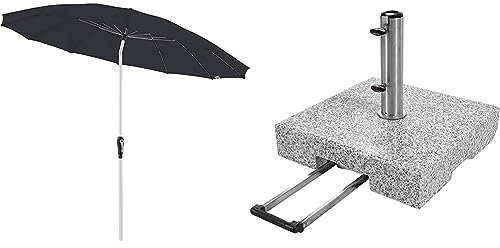 Doppler Sonnenschirm Aluminium Asia 250 Anthrazit Granit-Sonnenschirmständer mit Ausziehgriff 72kg