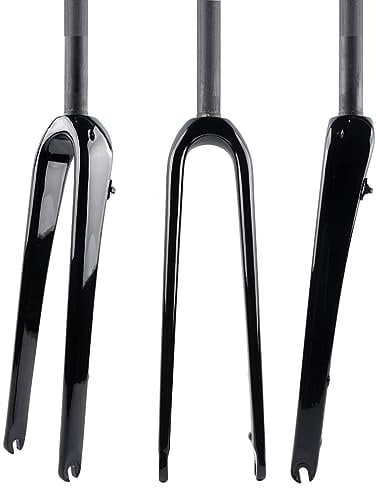 HIMALO Carbon Fiber Rigid Fork 700C*45C Gravel Fork 1-1/8 Straight/Tapered Threadless Flat Disc Brake Road Bike Fork QR 9mm Lightweight (Color : Straight Glossy black)