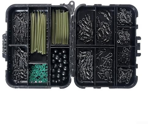 YUANGANG Set di 300 attrezzi da pesca alla carpa, scatola di plastica resistente inclusa