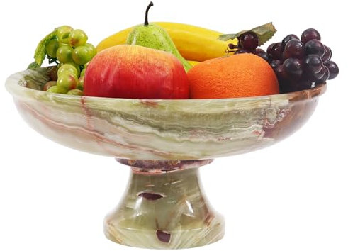 Radicaln Marble Fruit Bowl Green Onyx 10x5 inch Handmade Serving Bowl for Kitchen Counter - Fruit and Vegetable Storage for Kitchen - Fruit Bowl for Dining Table