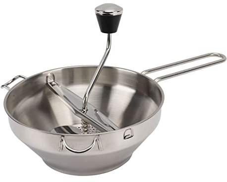 Passiergerät aus Edelstahl, Gourmet Passiermühle mit 3 Austauschbaren Siebeinsatz 19 cm Manuelle Gemüsemühle für Tomatensauce, Marmelade