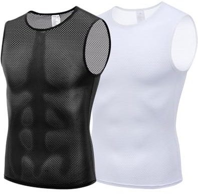qualidyne Ärmelloses Radunterhemd für Herren, schnelltrocknend, Fahrradtrikot, atmungsaktiv, schwarz/weiß, XL