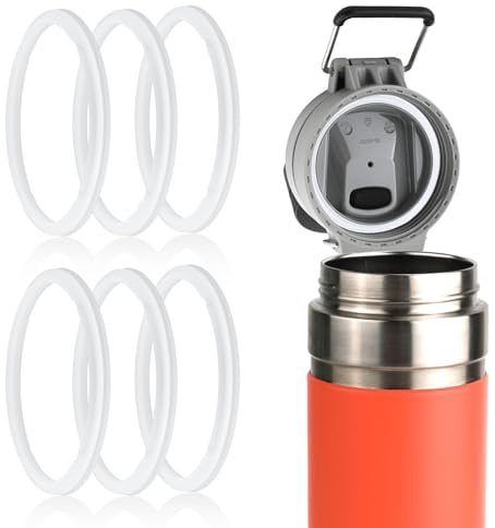 PEUTIER 6pcs Water Bottle Lid Gasket, Silicone Water Bottle Cap Seal Ring Gasket O Ring Replacement for Thermos Compatible with Stanley Quick Flip GO, 24oz 36oz Glass Cup
