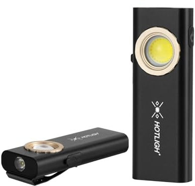 HOTLIGH Slim Magnetic Work Light - 1000 Lumens Rechargeable LED with Two Magnetic Bases, Flat Flashlight for Car Repair/Camping/Emergency
