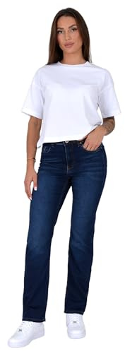 ESRA Straight Leg Jeans Damen Jeans High Waist – Premium Stretch Jeans Damen aus extra weicher Baumwolle