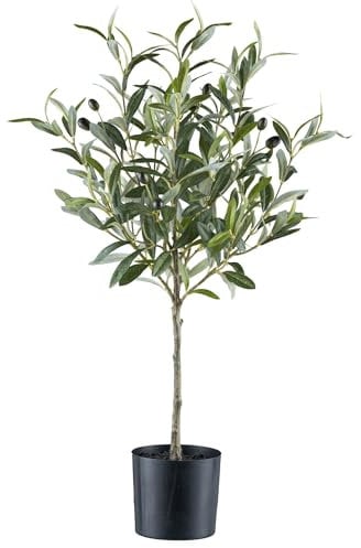 CREATIV green künstliches Olivenstämmchen 70cm grün mit 8 Früchten im Kunststofftopf I Olivenbaum mit Erde I Olivenbäumchen im Topf I Kunstbäumchen für Innen I hochwertige & dekorative Dekopflanze
