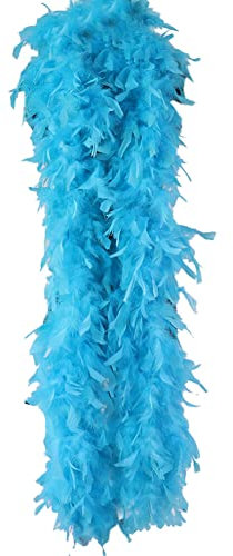 Feder-Boa Einfarbig, Länge Circa 200cm Türkei Federn Fringe Trim Natürlichen Truthahnfeder Federschal Kostüm Karneval Flauschige Marabu-Federboa Federstola, Blauer See