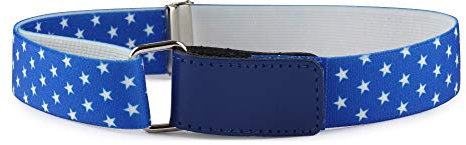 Ladeheid Kinder Gürtel Ohne Schnalle Elastischer Kindergürtel für Jungen und Mädchen 0-15 Jahre 32-90 cm P15 (Blau/Sterne, 8-15 Jahre)